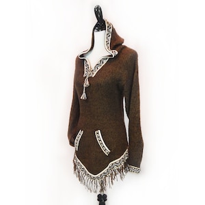 Fine Alpaca Wool Sweater Knit Pullover Perfect Gift Hypoallergenic Jumper Natural Colors Dark Brown