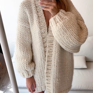 Chunky Cardigan Oversized cardigan Chunky sweater 100% wool cardigan Handmade cardigan Knit