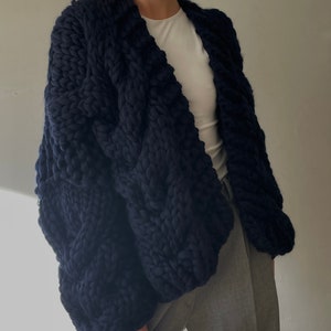 Cozy Cable Knit Cardigan, Chunky Wool Cardigan