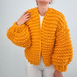 Chunky Knit Wool Cardigan: Handmade Oversized Sweater