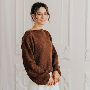Alpaca Silk Sweater Wedding Sweater Alpaca Wool Pullover Brown Sweater Women Bridal Pullover Alpaca Sweater Women