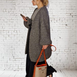 Chunky Oversized Wool Merino Cardigan Grey Long Sweater Hand Knit woolen Coat  Knitted Cardigan  Not Allergenic Merino Wool cardigan