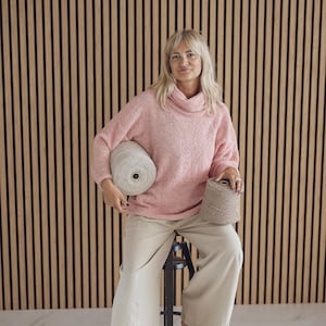 Hand Knit Alpaca Wool Sweater: Oversized High Neck Jumper