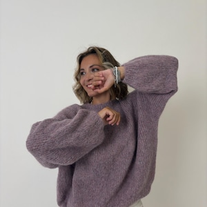 Handmade Alpaca Sweater: Oversized Lavender Knit Jumper
