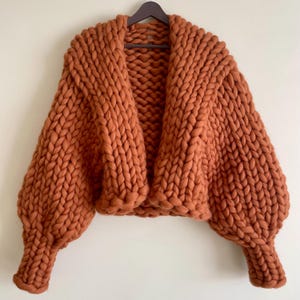 Handmade Chunky Wool Knit Cardigan: Oversized Statement Sweater