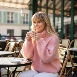 Hand Knit Baby Alpaca Wool Sweater: Oversized Chunky Turtleneck